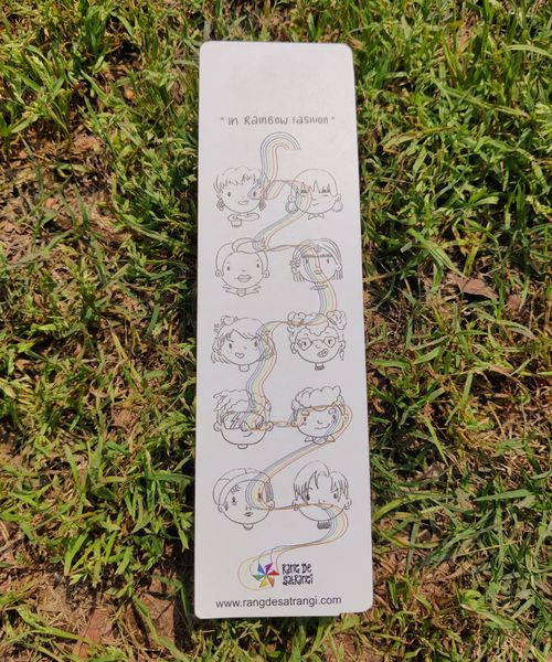 In rainbow fashion faces bookmark